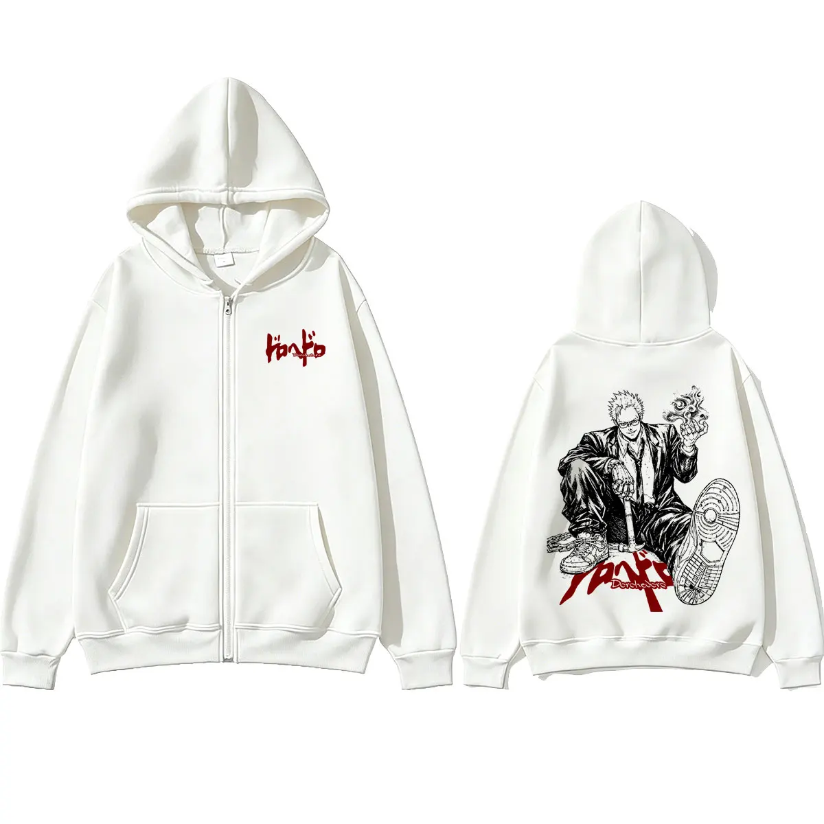 Anime Dorohedoro Shin ‌ Merch Zipper Hoodie für Männer und Frauen, Manga Vintage Zip-Up Jacke, Herren 90er Rock Gothic Horror Zip-Up Sweatshirt – Detail 7