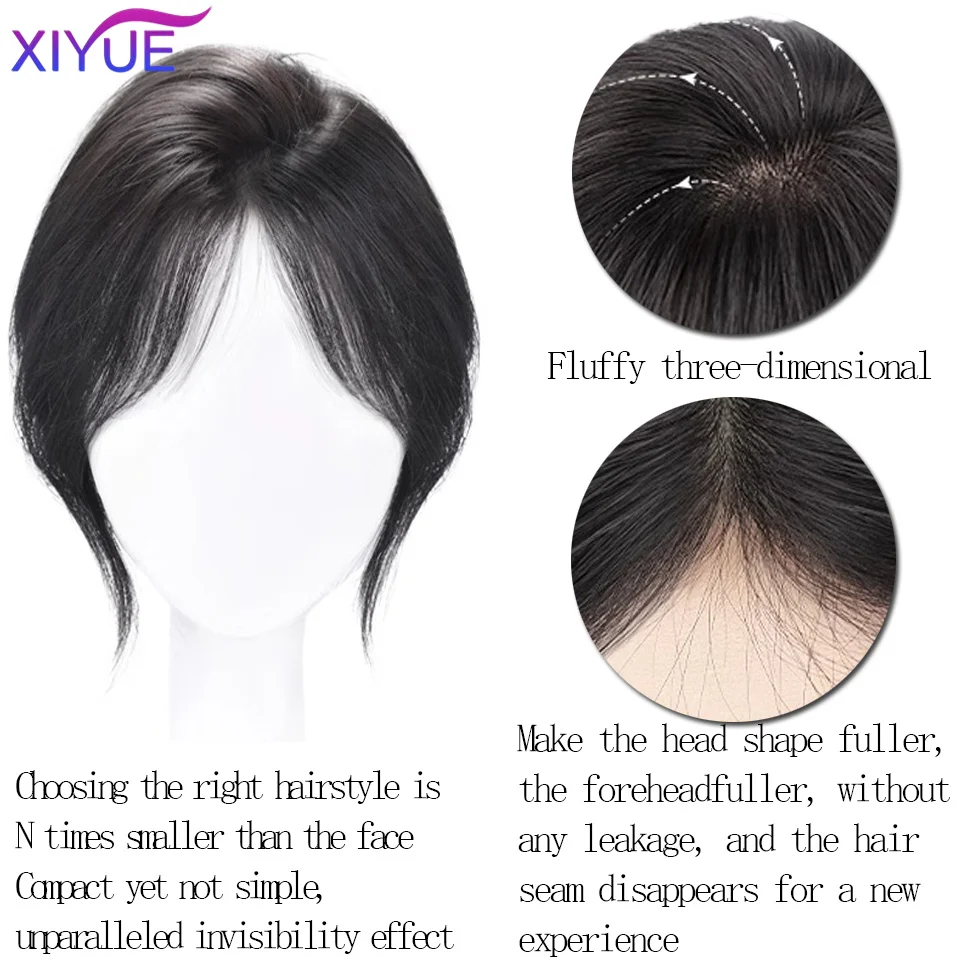 XIYUE Natural  Bangs Side Fringe for Women 3D Middle Part False Bangs Clip-in Extensions Invisible Hairpieces