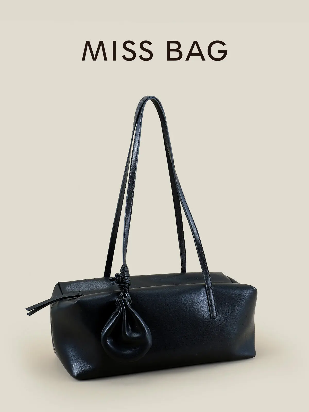 2026 New Style Women's Genuine Leather Shoulder & Underarm Bag, Large Capacity Baguette Bag, Slouchy Sausage Bag, Casual Commute