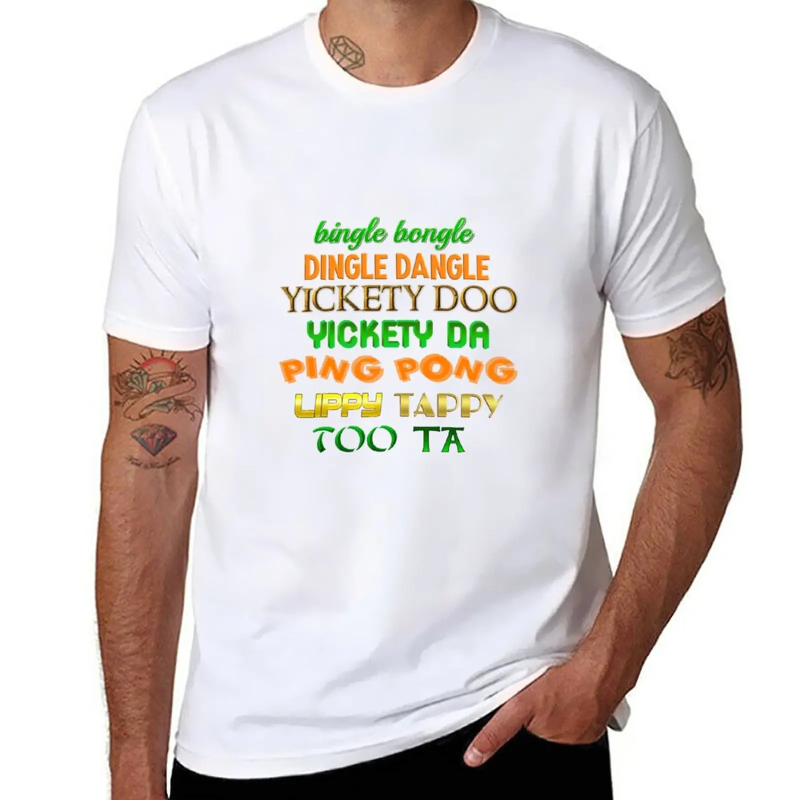 

New bingle bongle dingle dangle yickety doo yickety da ping pong lippy tappy too ta T-Shirt tees black t-shirts for men