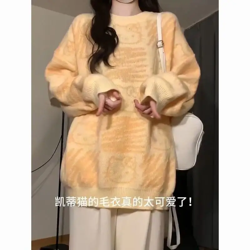 Sanrio bonito kawaii olá kitty fresco doce camisola versão coreana viajando engrossar inverno manter quente dos desenhos animados elegante novo