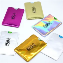 Billetera láser Anti Rfid, lector de bloqueo, soporte de tarjeta bancaria, funda de tarjeta de identificación, protección de Metal, tarjetero de crédito, Aluminio