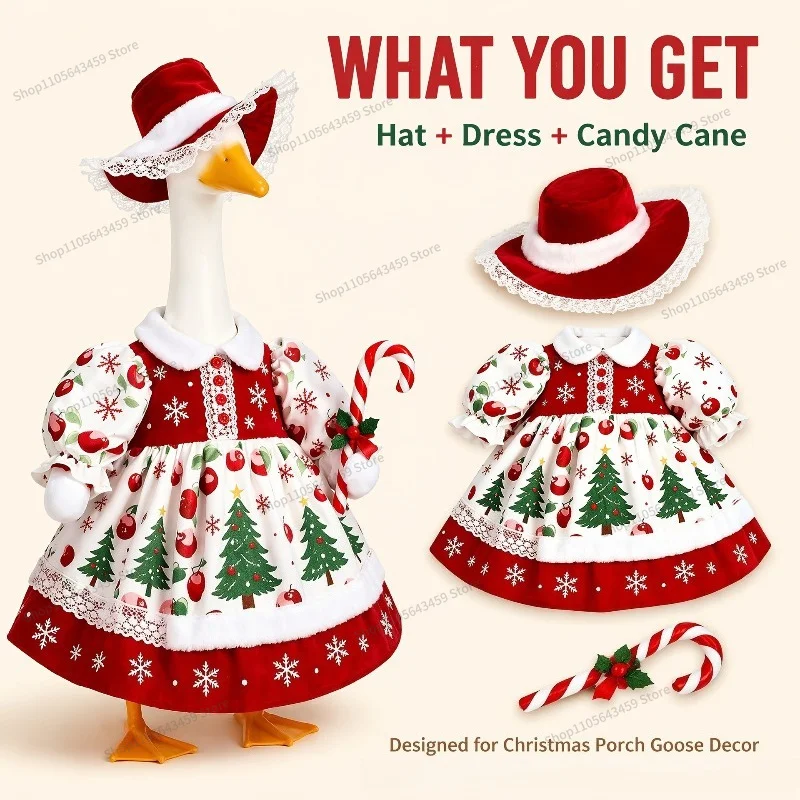 For Christmas porch goose clothes 23 inch big white goose clothes yard sculpture holiday outdoor decoration