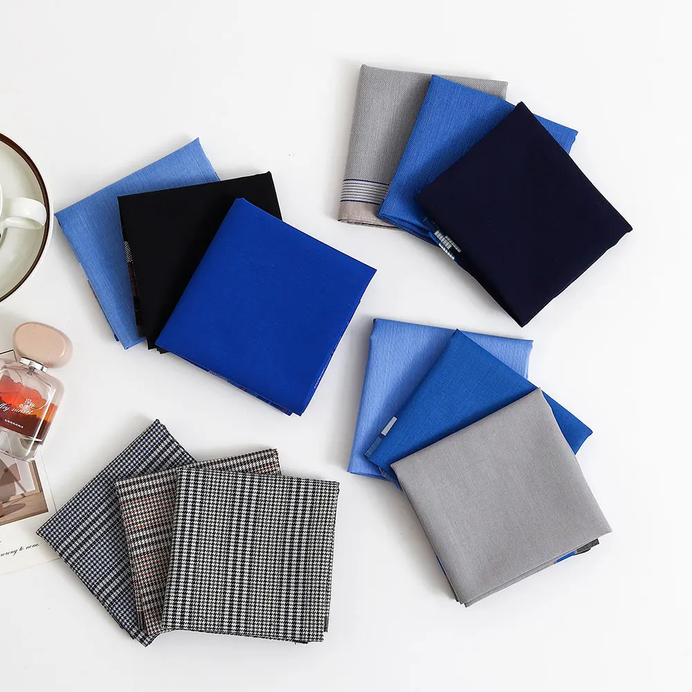 Fazzoletto da uomo in puro cotone, fazzoletto scozzese sottile antiquado che assorbe l'acqua e asciuga il sudore, sciarpa quadrata per uscire, souvenir dello sposo della stagione nuziale