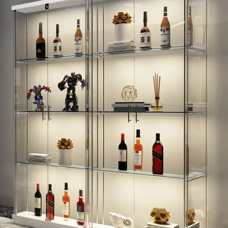 

Simple Modern Glass Wine Cabinet Transparent Wall Living Room Red Wine Hand-Made Model Cabinet Exhibition Hall Cabinet