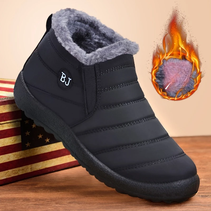 Men Snow Boots Plush New Warm Ankle Boots for Waterproof Men& Boots Female Winter Shoes Keep Warm Flat Unisex Men Shoes