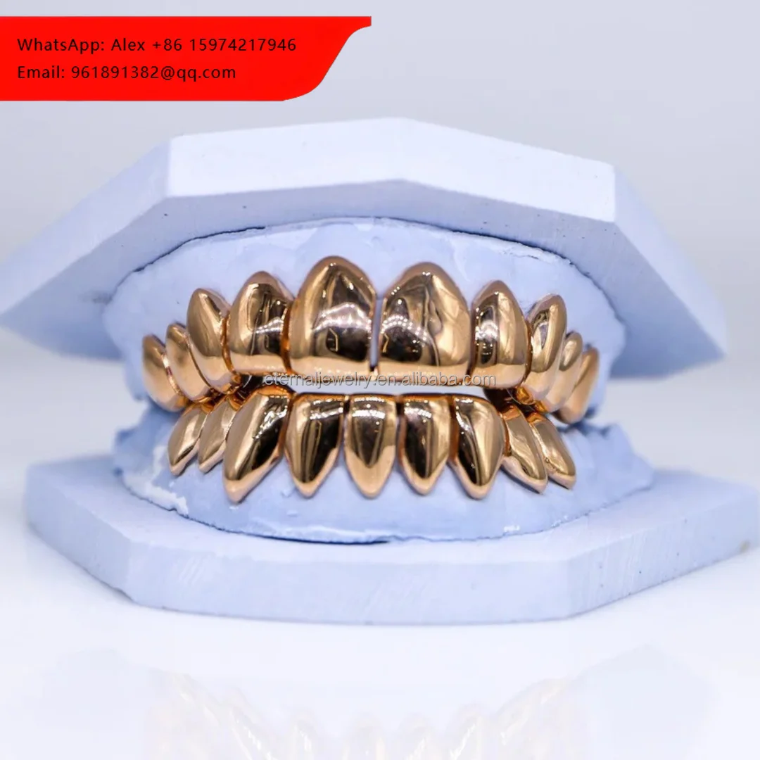 

Real Gold Grillz Fine Jewelry Hip Hop Teeth Grills Real Gold Plating Solid 925 Sterling Silver Deep Cut Teeth Grillz For Teeth