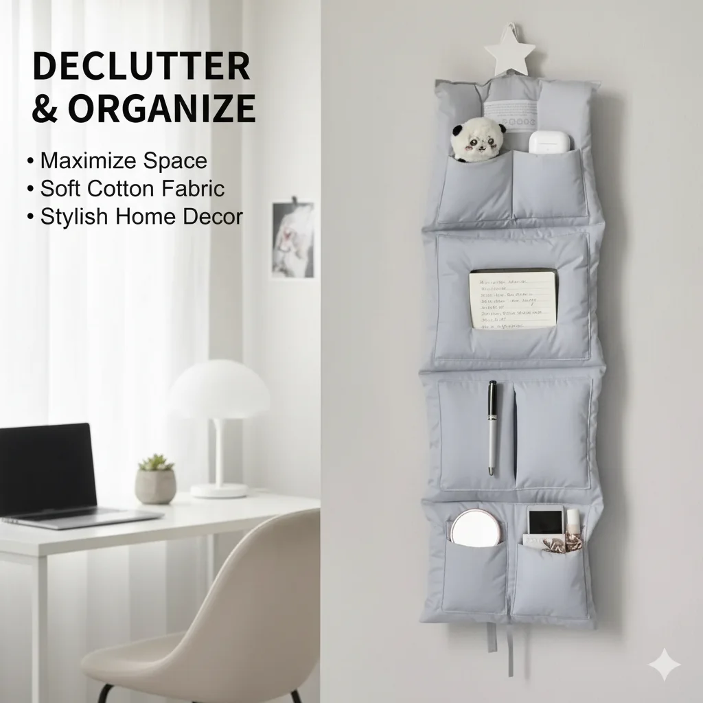 

Multi Pocket Hanging Storage Bag For Door Back Wall Or Wardrobe Foldable Organizer For Small Bedroom Dorm Closet Sundries Holder