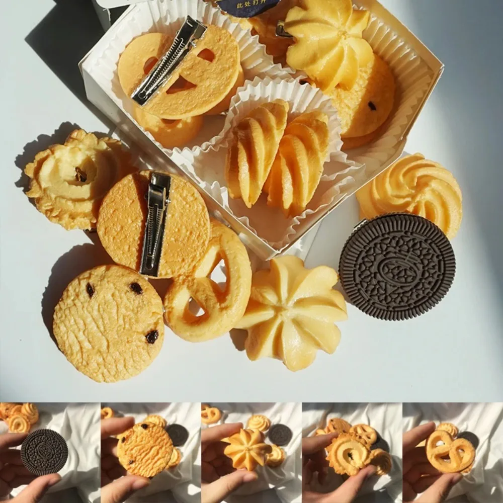 1pcs Food Snack Cookie Hairpin Creative Hair Decorate Headwear Edge Clip Simulation Food Biscuits Hairpin Girls