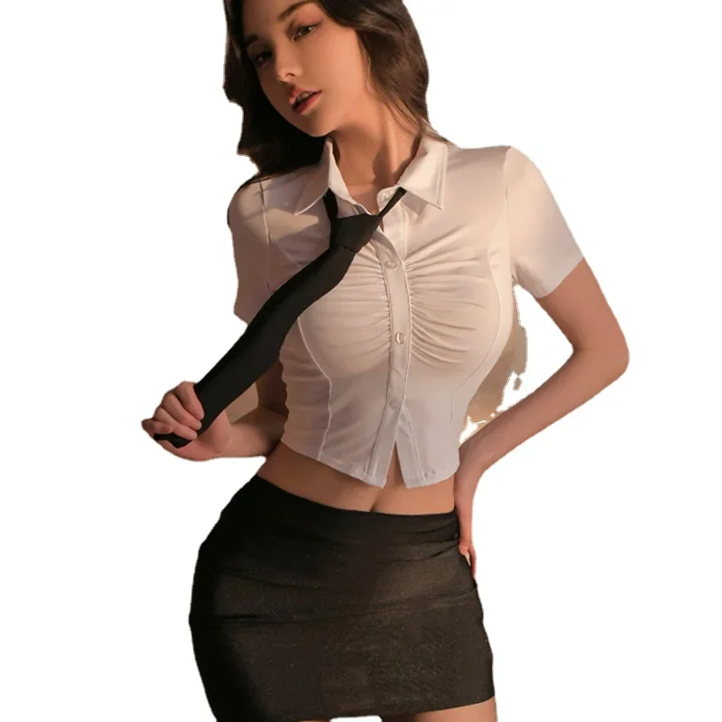 Sexy Ol Secretaresse Roleplay Kostuum Erotische Lingerie Dame Uniform Vrouwen Kantoor Leraar Cosplay Game Outfit Schattige Top Hip Wikkelrok