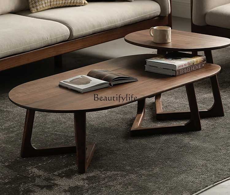 Black walnut coffee table Nordic solid wood log living room sofa corner table