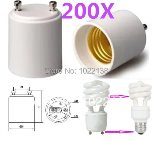 Free Shipping 200pcs GU24 to E26 E27 led lamp holder converter fireproof GU24-E26 E27 light bulb base socket adapter