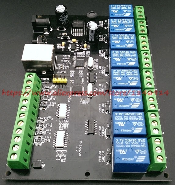 8 way network relay Ethernet /IP relay TCP/8 MODBUS into 8 out of the switch amount of PLC delay