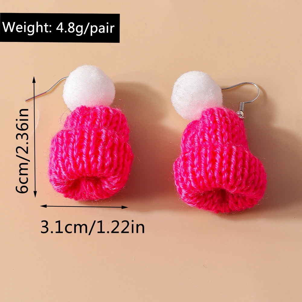 جديد اليدوية محبوك قبعة عيد الميلاد أقراط للنساء فتاة سانتا قبعة إسقاط أقراط السنة الجديدة هدايا مجوهرات الحفلات