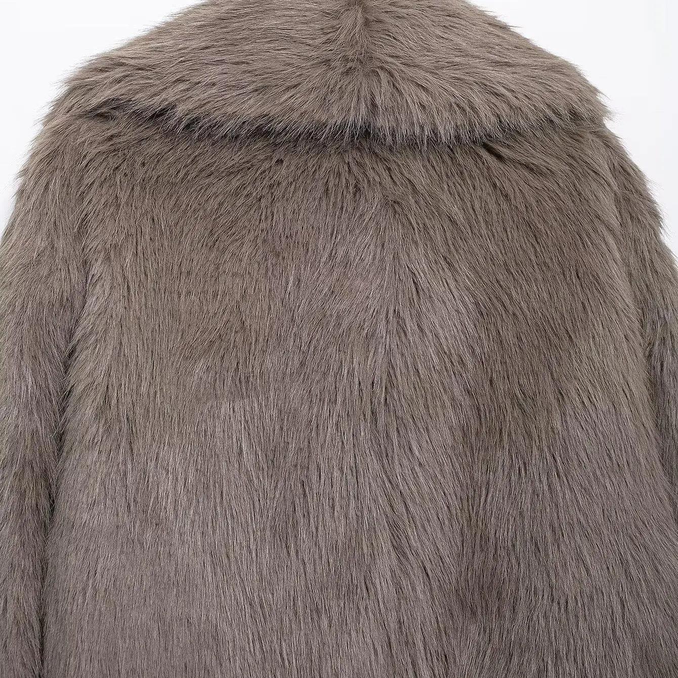 معطف KASLEAD الجديد للسيدات بتأثير الشعر من الفرو الاصطناعي معطف صوفي طويل Sve بياقة مقلوبة وزر إغلاق للخريف...