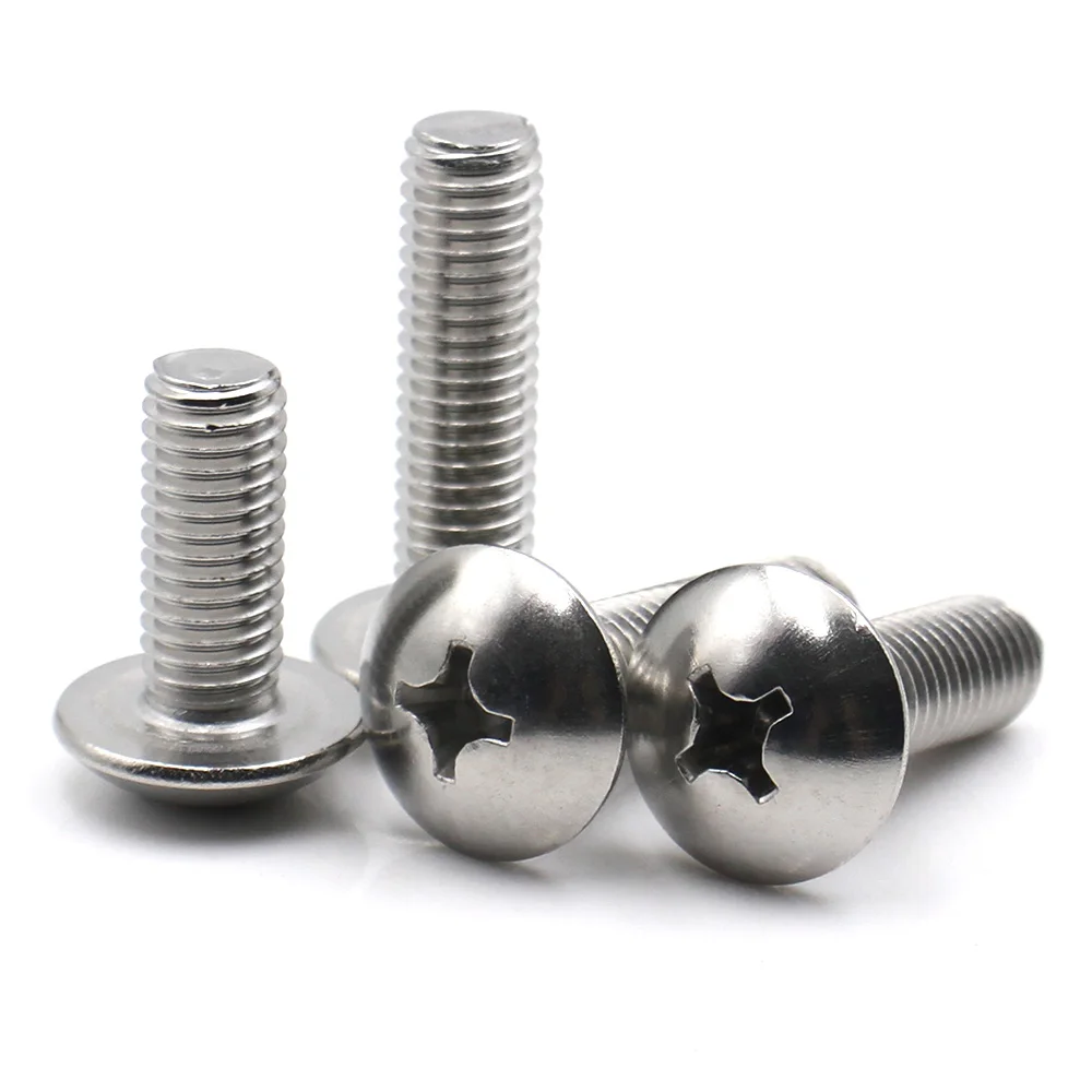 5-25pcs 304 Stainless Steel Phillips Truss Head Machine Screws Large Wide Button Head Cross Screw Bolts M2 M3 M4 M5 M6 M8