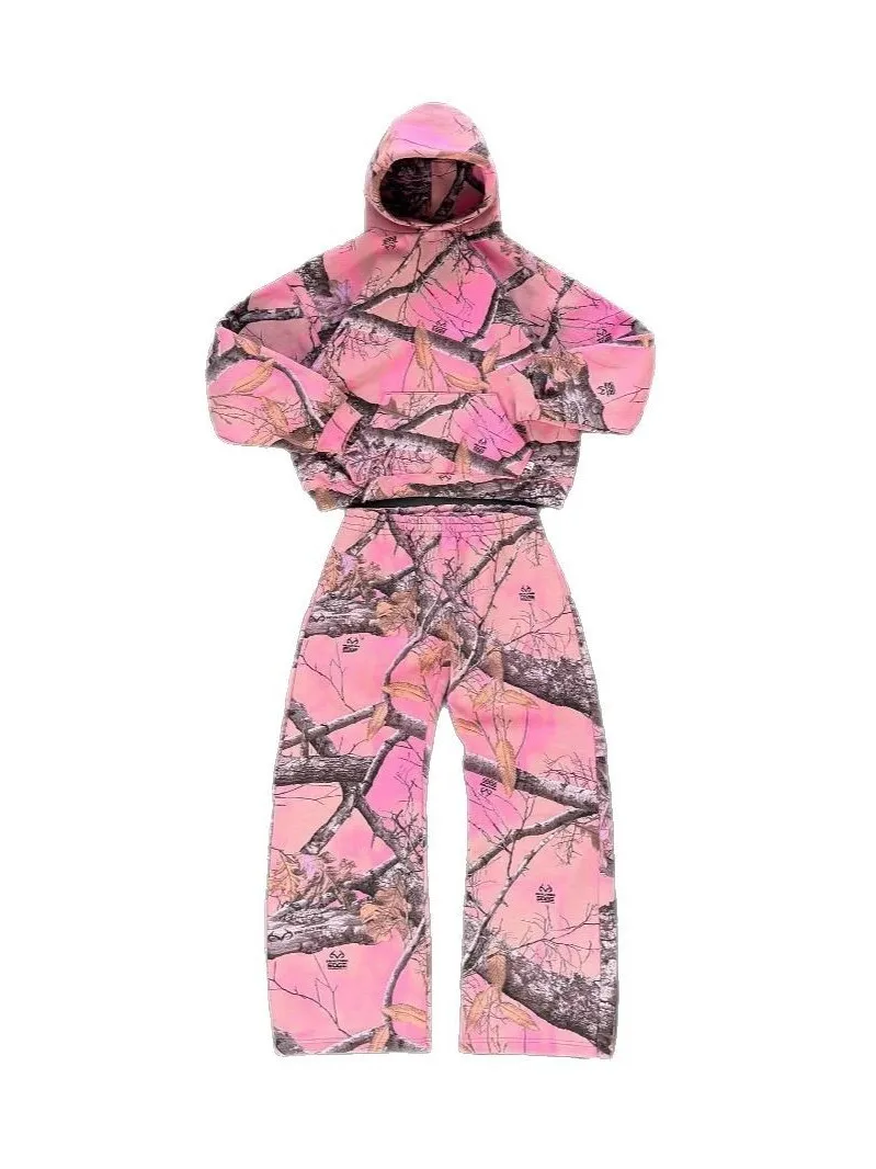 الشارع Sle التمويه هوديي مجموعة فضفاضة تناسب ex العصرية طباعة ملابس خارجية المرأة الرجال aphic البلوز لباس غير رسمي #5