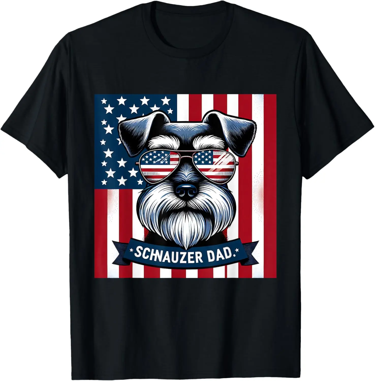 

Новая футболка — винтажная футболка с американским флагом США «Шнауцер собака папа» 4 июля