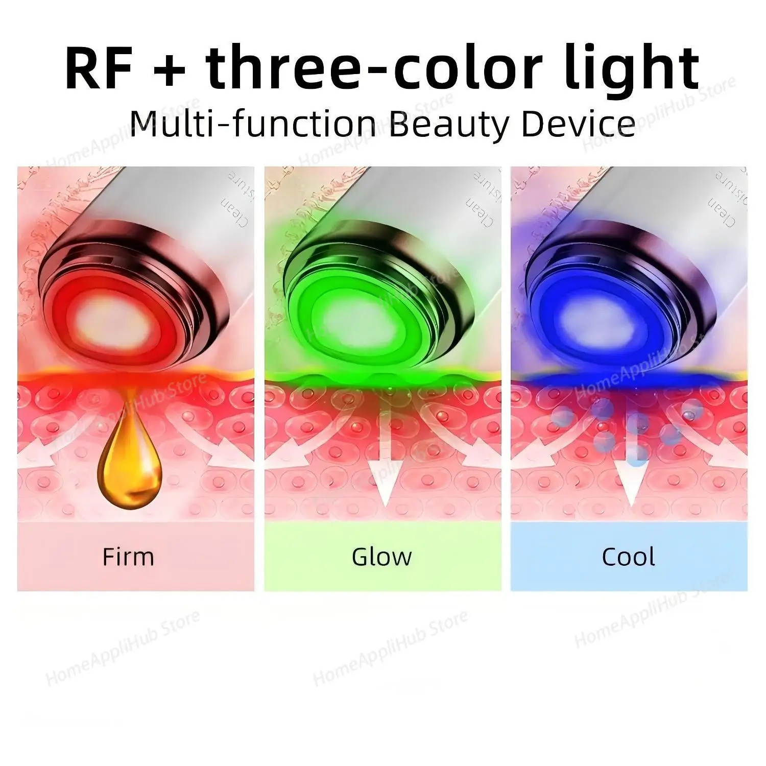 Multifunctional Microcurrent Facial Beauty Device 3 Color LED Light Face Neck Massager for Skin Rejuvenation Lifting Tightening