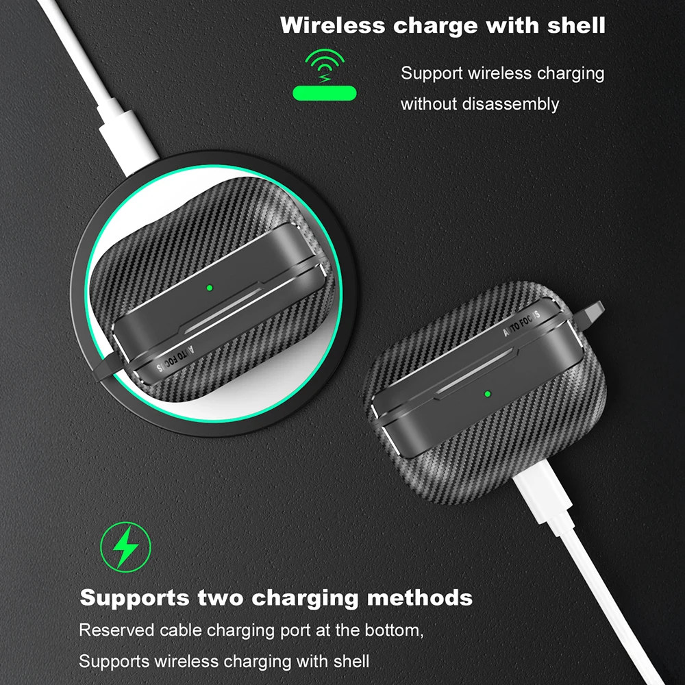 For Airpods Pro 3 Case Business Carbon Fiber Earphone Cover For Apple AirPods 4 Protective Cover Pro 2 Case Funda with Hook - view 4