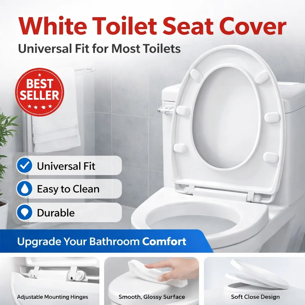 

Hotel Bathroom Toilet Seat, Sturdy Build, Long Lasting Toilet Lid for Commercial Bathroom