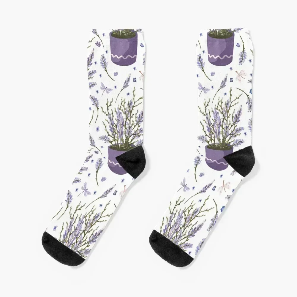 

Watercolor Lavender in a Pot Socks valentine gift ideas retro new in's happy Socks For Man Women's