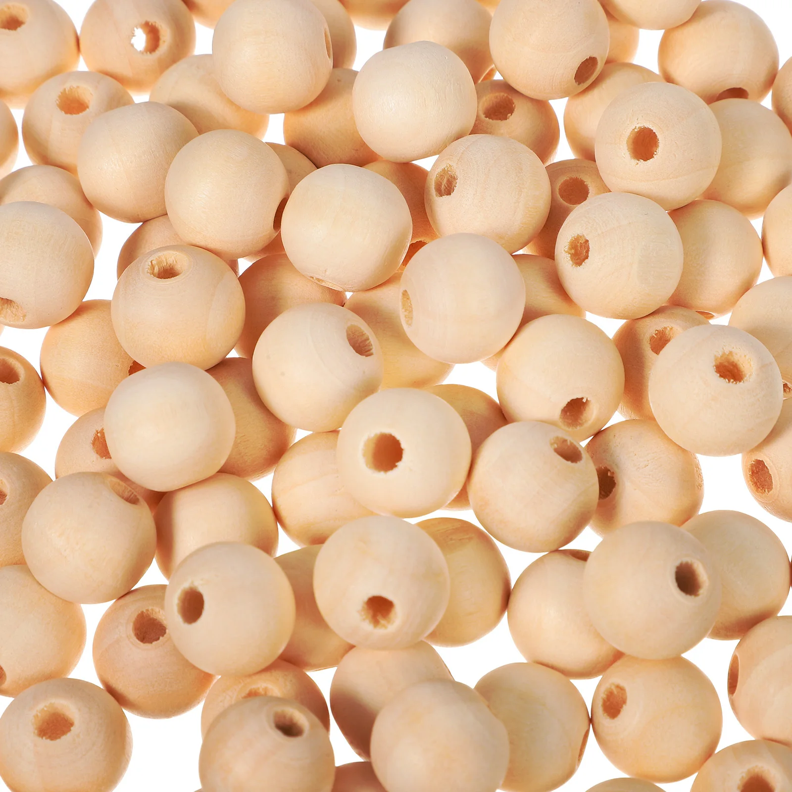 100pcs Natural Wooden Beads Smooth Round Craft Diy Threading Macrame Large For Jewelry Decor Creative Projects