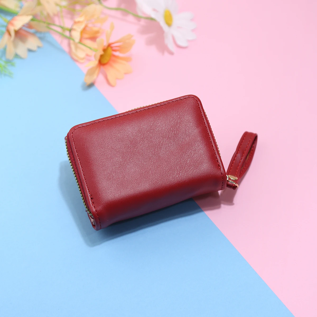 Ladies Embroidered Clutch Wallet Short Zipper Buckle Large Capacity Tri-fold Card Holder Multi-Slot Fashionable Simple Design