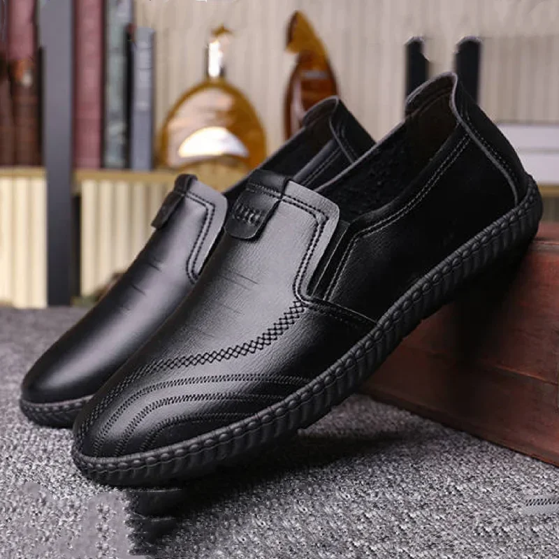 

Fashion Leather Men Casual Shoes Handmade Lightweight Mens Loafers Breathable Comfortable Walking Shoes Slip-on Driving Shoes
