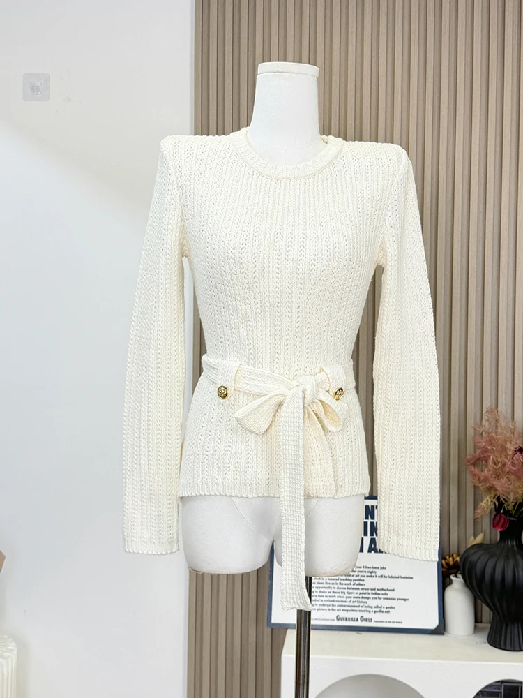 Winter Women French Vintage Korean Long Sleeve Old Money Sweater Core Knitting Gyaru Design O-Neck Tunic Solid Color Elegant New