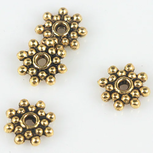 60Pcs 8.7mm dark gold color 2sided flower spacer beads EF0319