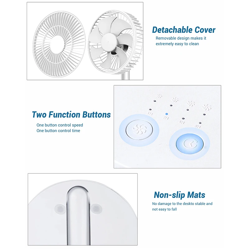 USB مروحة صغيرة كتم سطح المكتب المحمولة مروحة بمشبك قابلة للطي توقيت عنبر طالب قابلة للشحن المدمج في بطارية مروحة صغيرة