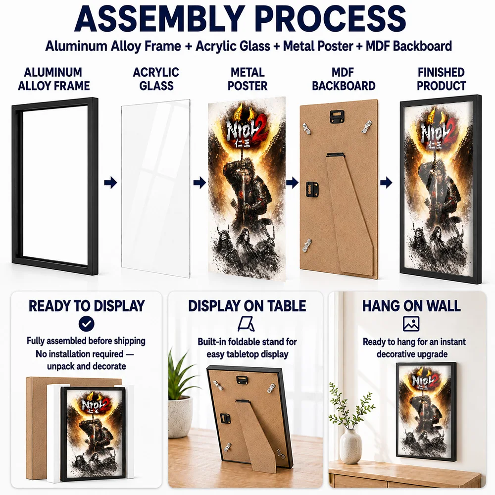 Nioh Metal Posters With Aluminum Alloy Frame Personalized Photo Gaming Inspired Wall Art For Entertainment Room And Home Office