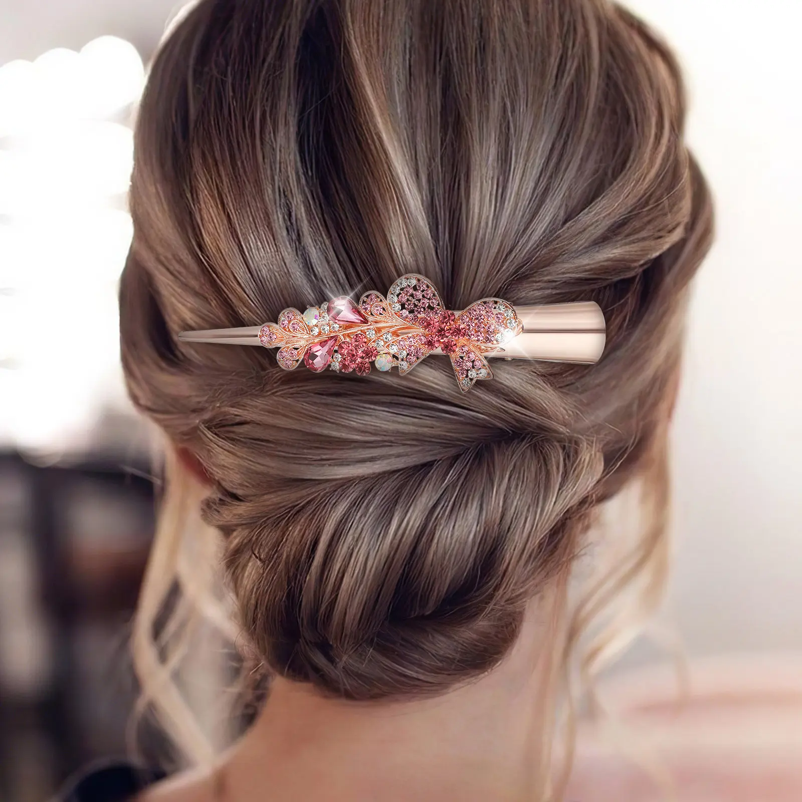 

Rhinestone Crystal Alligator Hair Clip Elegant Duckbill Vintage Hairpin for Women Party Hair Accessories Women Hairpin