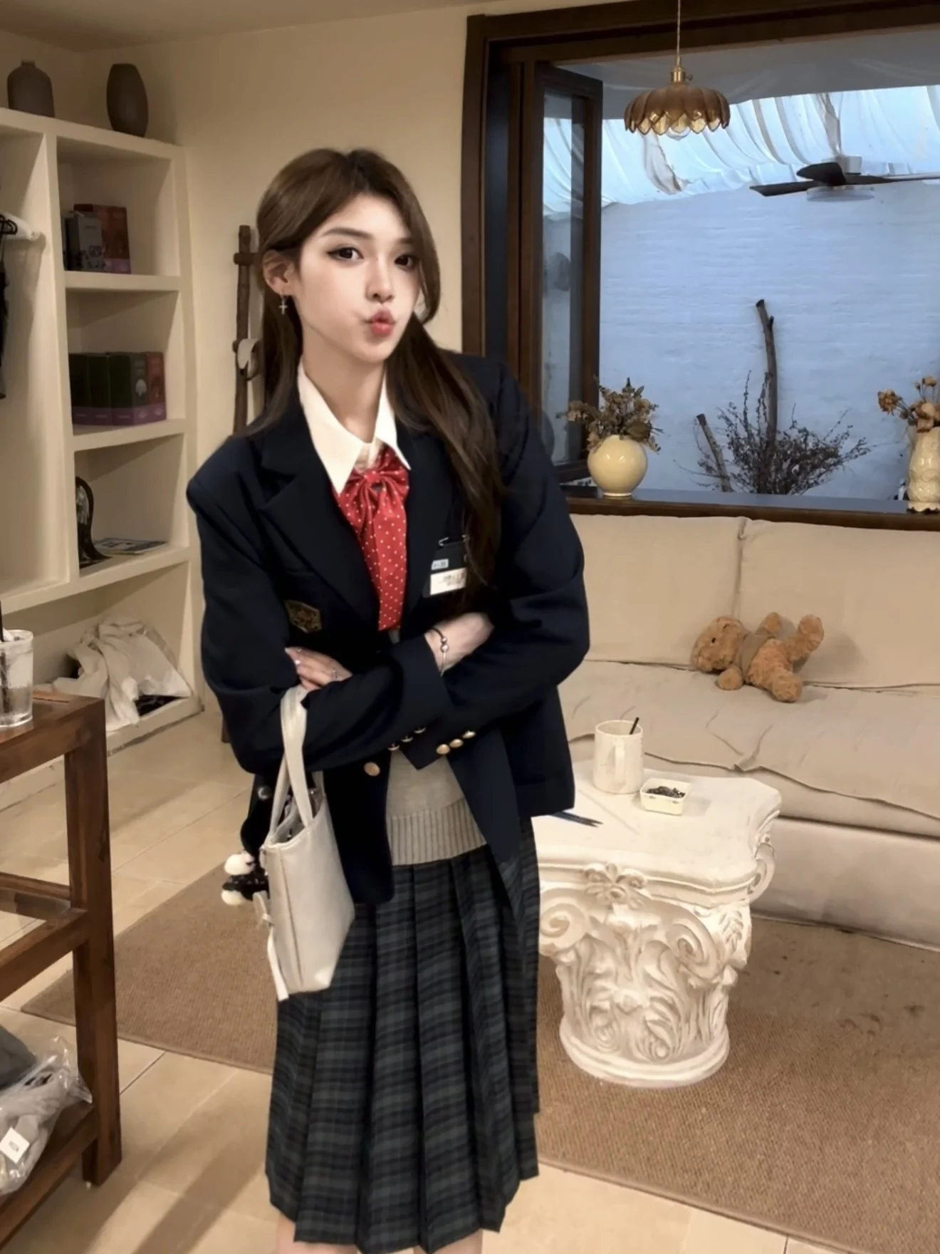 

Original Half Spoon Sugar【Hagiwara Taka】JK Uniform Suit Two Button Seaweed Skirt Vest Set Women's Style Japanese School ...