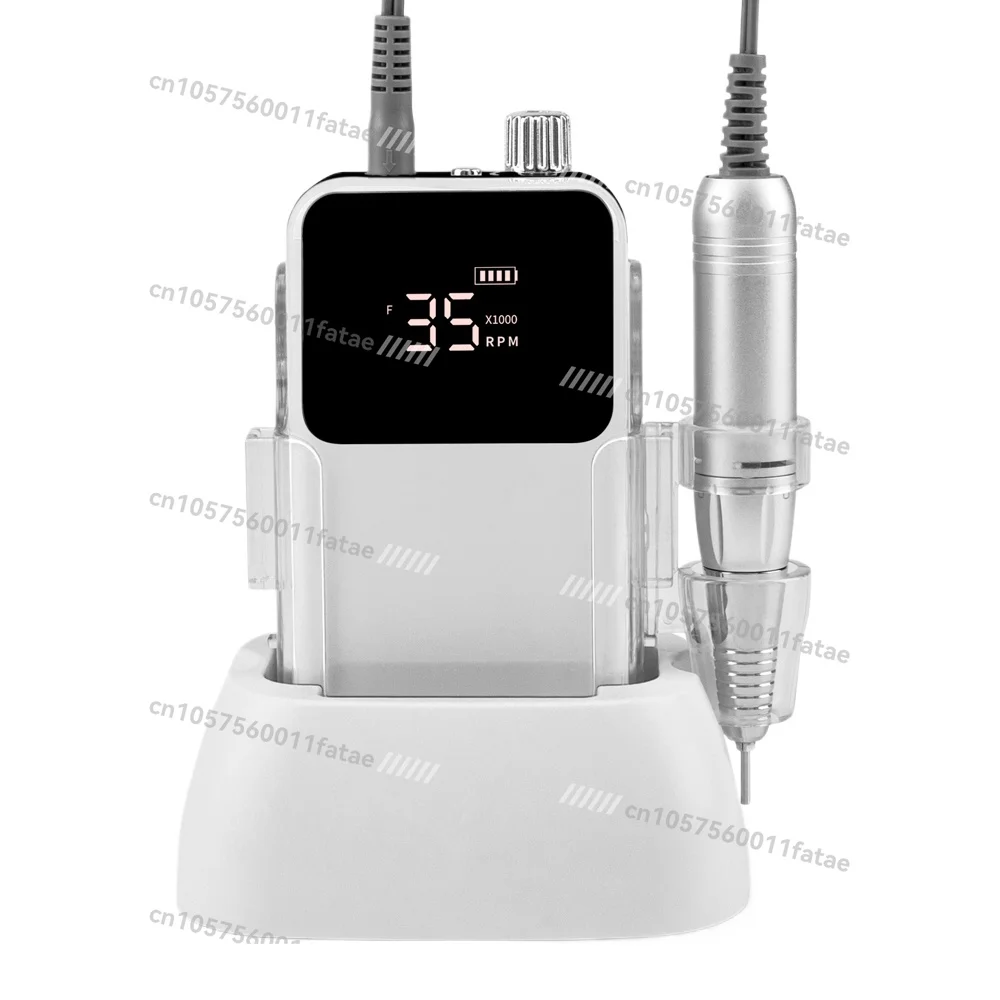 

Rectangle Nail Drill Rechargeable， Desktop Base 35000RPM Machine Nail File Pedicure Cordless Drilling