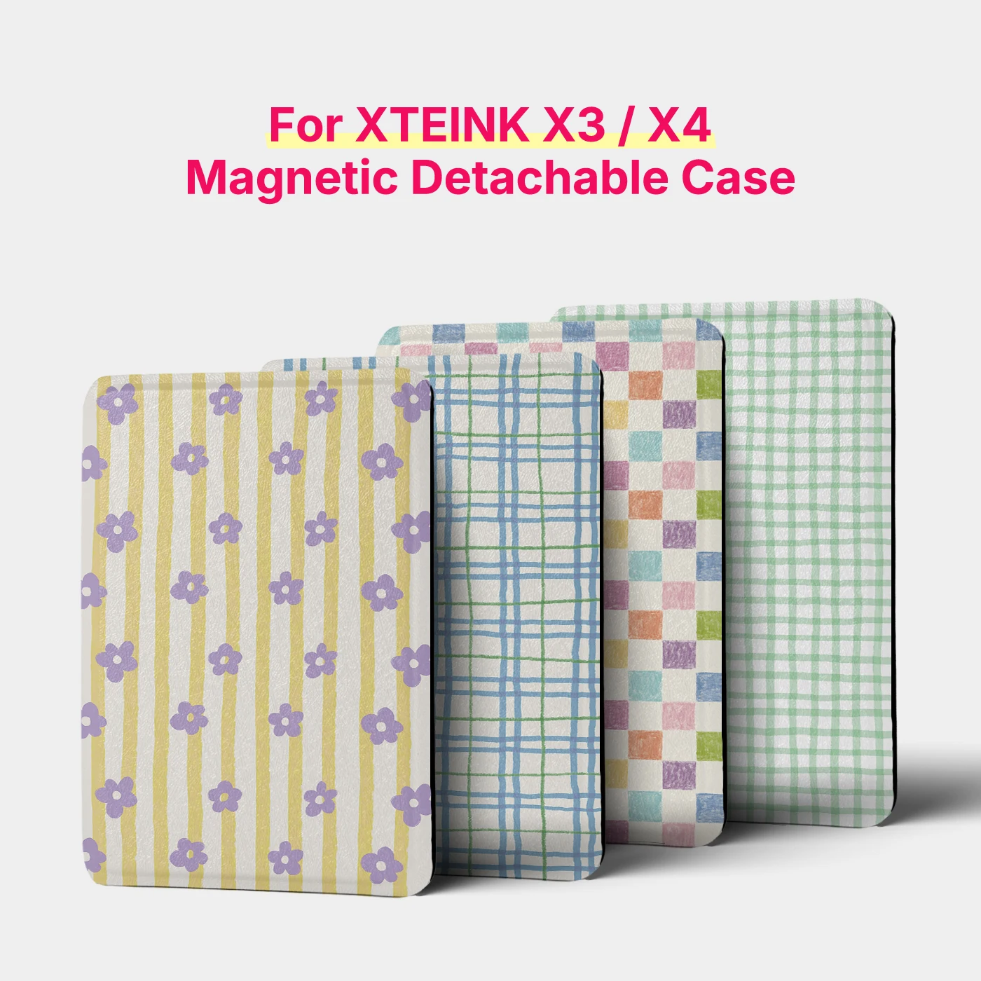 Etui Murmole Floral Stripe z magnetycznym mocowaniem, pasujące do XTEINK X3 X4, przezroczysta tylna obudowa TPU, ochronna nakładka typu folio. — zdjęcie produktu 2