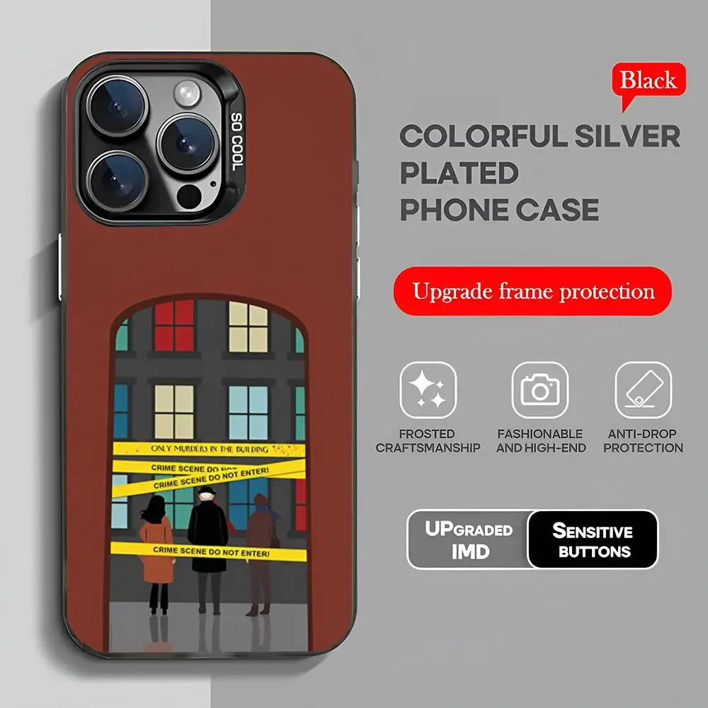 O-Only M-Murders In The B-Building Phone Case 2024 IMD Case لهاتف IPhone 16 15 Pro XR XS 7 8 Plus SE2024 هاتف ملون مقاوم للصدمات F