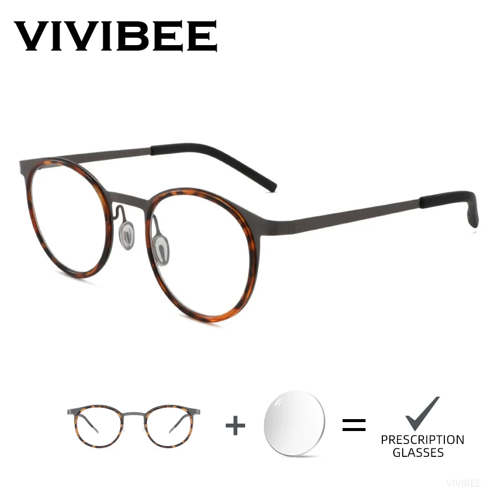 VIVIBEE Metal Customized Prescription Glasses Men Square Vintage Myopia Eyewear Optical Classic Astigmatism Eyeglasses