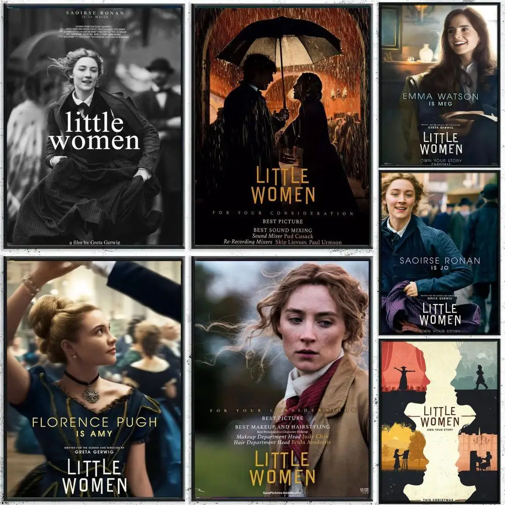 Hot movie L-Little Women Poster Perfect Sticker Self Adhesive for Office Home Theater Wall Art Decor Fancy Gift
