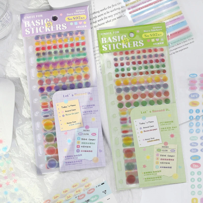 

8pcs/set Flash PET Sticker Scrapbook Time Schedule Sticker Journaling Month Week Date DIY Decor Labels Student Diary Supplies