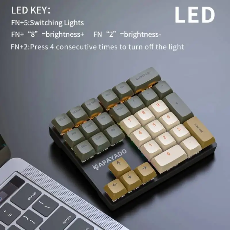 

33-клавишная цифровая клавиатура для ноутбука, внешняя проводная механическая цифровая клавиатура K33, с разноцветной подсветкой для финансов, бизнеса