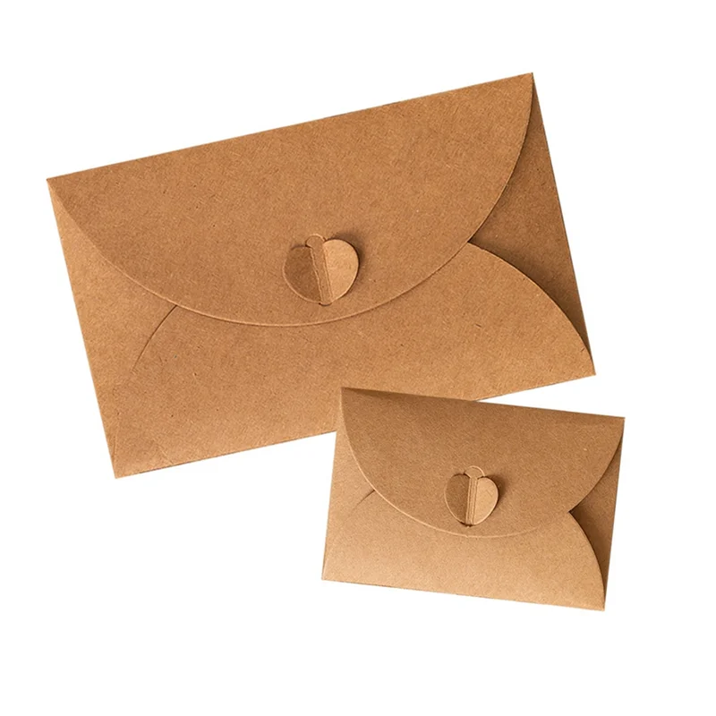 100 Stuks Kraft Mini Enveloppen Retro Liefde Kraftpapier Voor Cadeaukaarten En Visitekaartjes 17.5X11cm