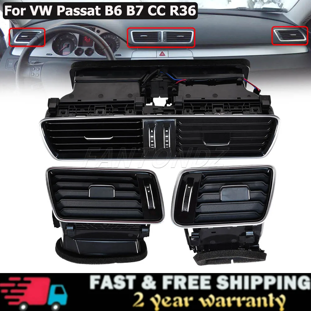 

3AD819701A 3AD819702A 3AD819728A Black Chrome Piano Paint Air Conditioning Outlet Vents For VW Passat B6 B7 2006-2011