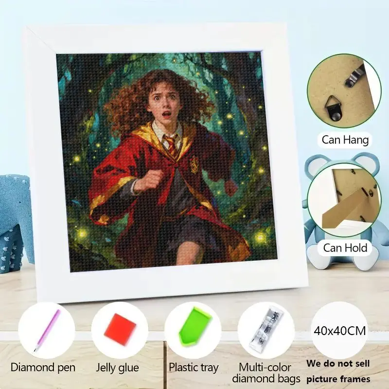 

1PC Harry Potter Hermione Granger Diamond Painting Kit, 40x40CM Full Drill 5D Diamond Art DIY Craft, Magical Forest Wizarding Wo