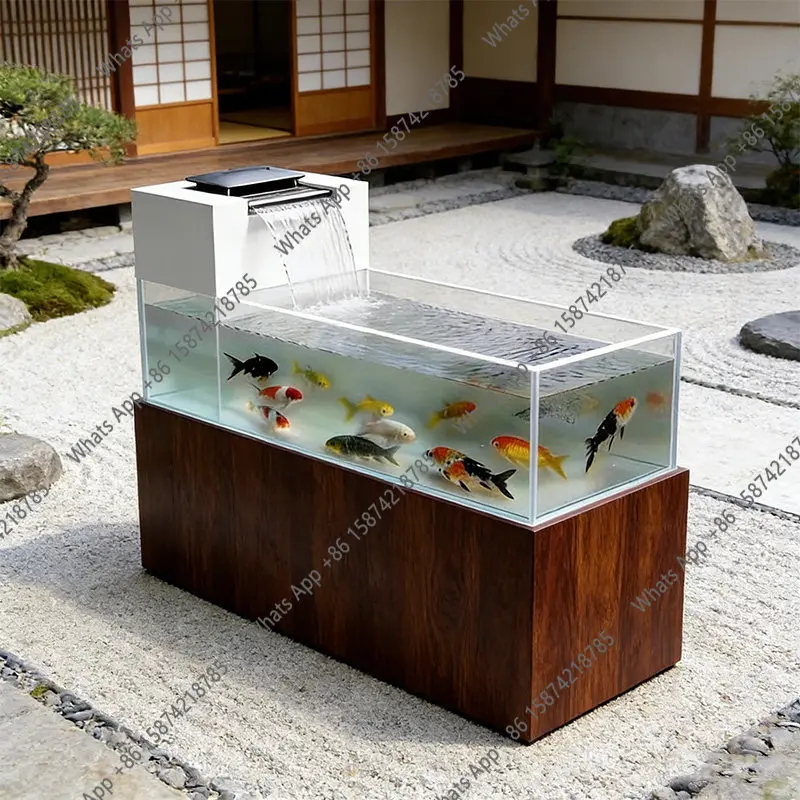 Balcony stainless steel fish pond flower box metal flowing water ornament outdoor terrace courtyard water feature