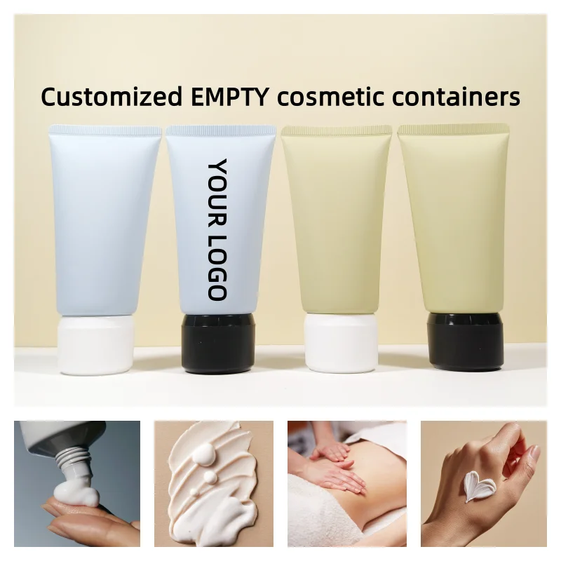 【Logo personalizzato】 50 pezzi personalizzati 50 ml Nero/bianco Copertura opaca Tubo blu/verde Tubo per il corpo Materiale per imballaggio cosmetico