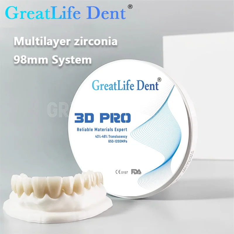 GreatLife Dent ST-C zbadać funkcjonalne 4D wielowarstwowe bloki cyrkonowe laboratorium dentystyczne Materia 98mm System 12-30mm CAD CAM 43%-57%