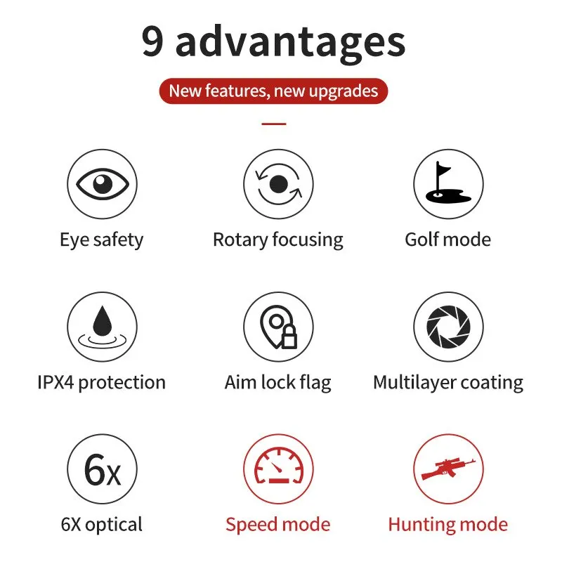 ARTBULL LX-1000 Golf Distance Measuring Equipment Telescope 1000m Measure Height Distance Speed Hunting Laser Rangefinder 1Set