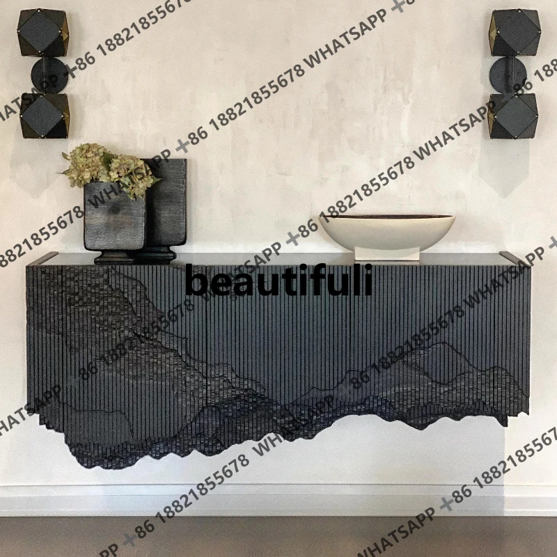 

Home Light luxury dining side cabinets black entrance Storage locker Display cabinet Suspension cabinet Living Room Furniture